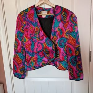 Vintage Sil-vana’s Tucson Silk Blazer W8 Multi Color and Black